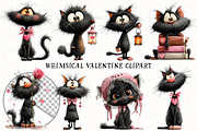 Whimsical Valentine Black Cat Clipar, an Illustration by OK Design (Thumbnail 2 of 6)