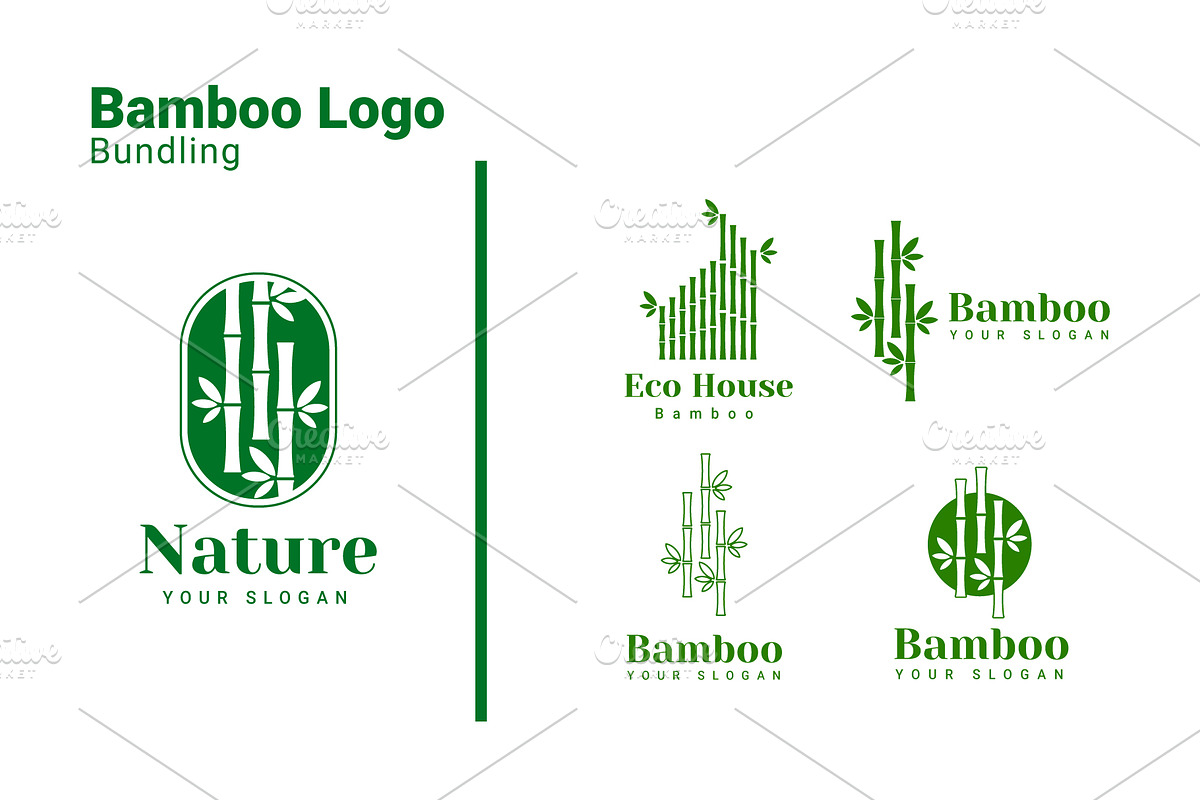 Bamboo Eco House Nature Logo Set, a Branding & Logo Template by Dyn Studio (Photo 1 of 6)