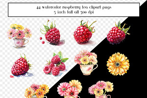 Watercolor Raspberry Tea Clipart