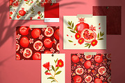 Pomegranates vector pattern., a Pattern Graphic by Mona Monash (Thumbnail 2 of 6)
