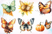 Watercolor Fall Butterfly Garden Cli, an Animal Illustration by Canvas Craft (Thumbnail 2 of 3)