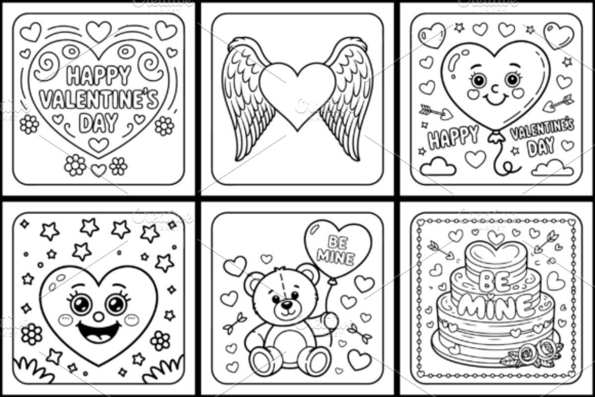 Happy Valentine Day Coloring Book, a Seasonal Illustration by Ink Gallery (Photo 3 of 3)