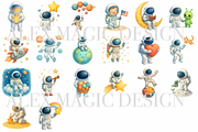 Astronaut Clipart Set, a Decorative Illustration by Pati Charm Studio (Thumbnail 2 of 8)