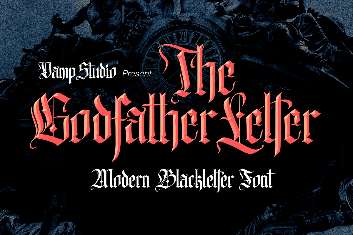 The Godfather Letter Blackletter, a Blackletter Font by Vampstudio (Photo 1 of 13)