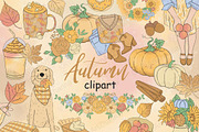 Autumn Clipart, a Work Illustration by GlamArtZhanna (Thumbnail 1 of 3)