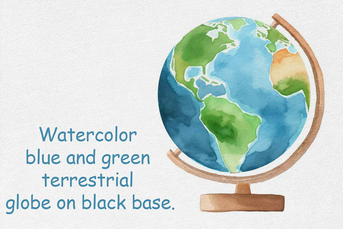 Watercolor vector terrestrial globe, an Education Illustration by Deckar_art