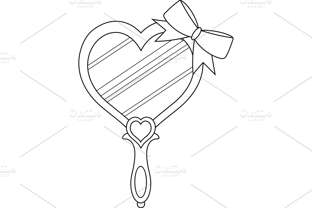 Outlined Cartoon Princess Mirror, an Illustration by HitToon | Creative ...