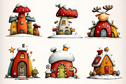 Whimsical Christmas House Clipart, an Illustration by Dream Creation (Thumbnail 2 of 7)