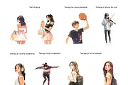 Teen Clipart, Young Woman, Cute Boys, a Person Illustration by BrushstrokeArtGB (Thumbnail 4 of 10)