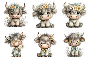 Watercolor Summer Highland Cow Clipa, an Illustration by GatewayDesign (Thumbnail 2 of 5)