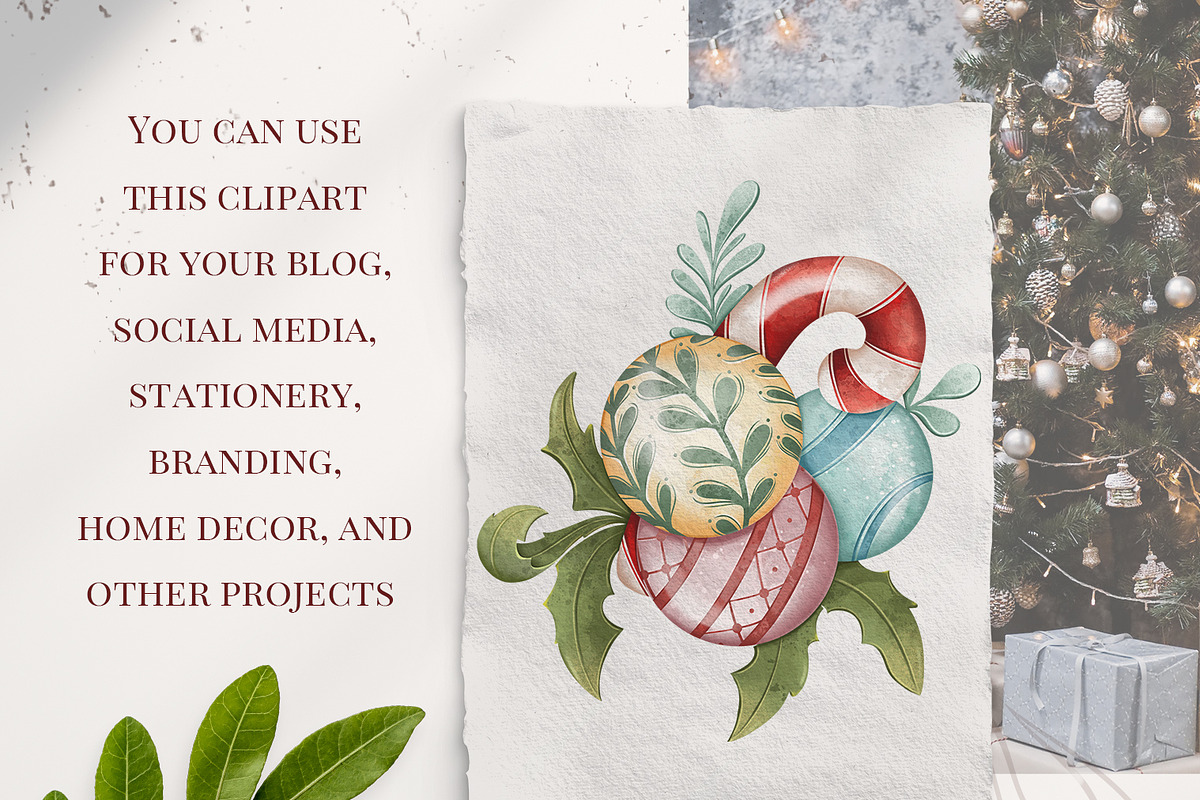 Christmas balls Clipart PNG Set, a Seasonal Illustration by Mespilia (Photo 4 of 5)