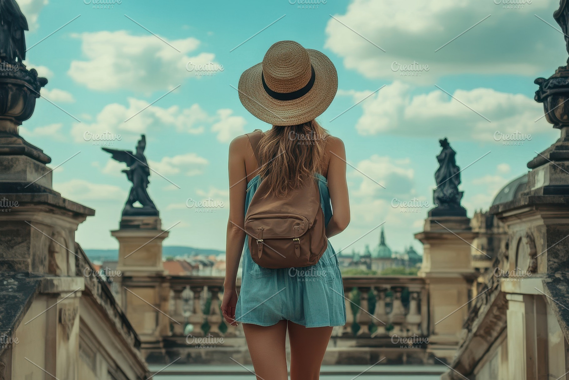 Solo woman traveler enjoys walking, a Photo by Pavel_design