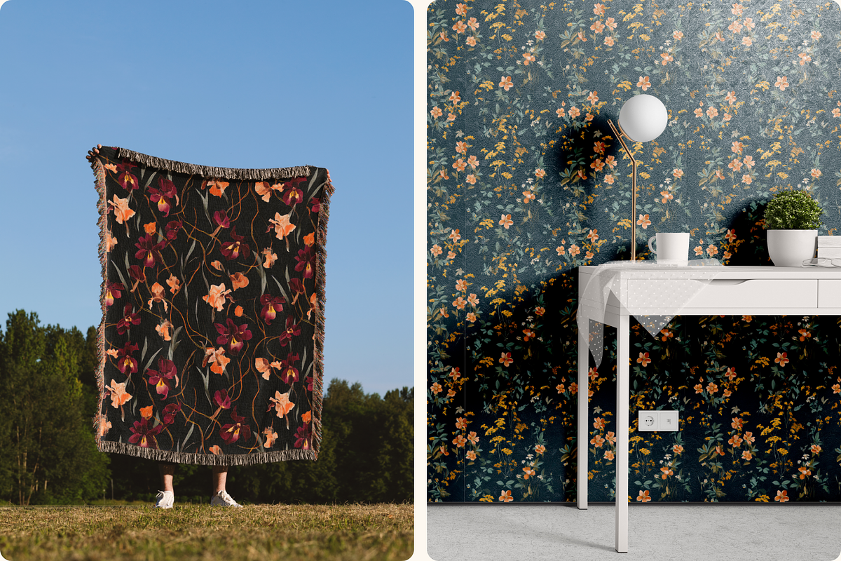 Dark Romance Moody Floral Patterns, a Pattern Graphic by Ninterints (Photo 13 of 17)