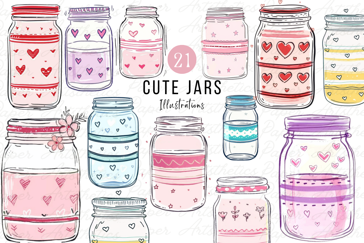 Cute Mason Jar Clipart Cute Jars, a Decorative Illustration by Paper Artsthetics (Photo 2 of 4)