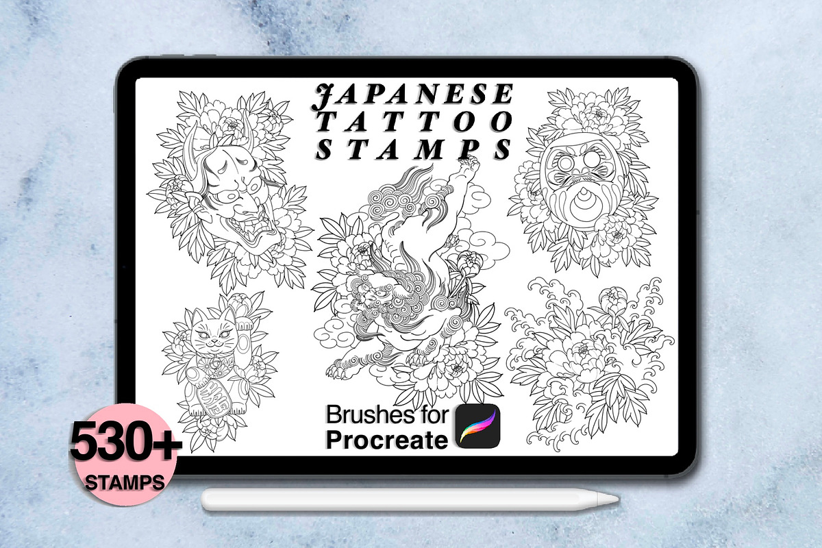 550 Japanese tattoo for procreate, a Brush Add-On by Arts For Peace (Photo 3 of 9)