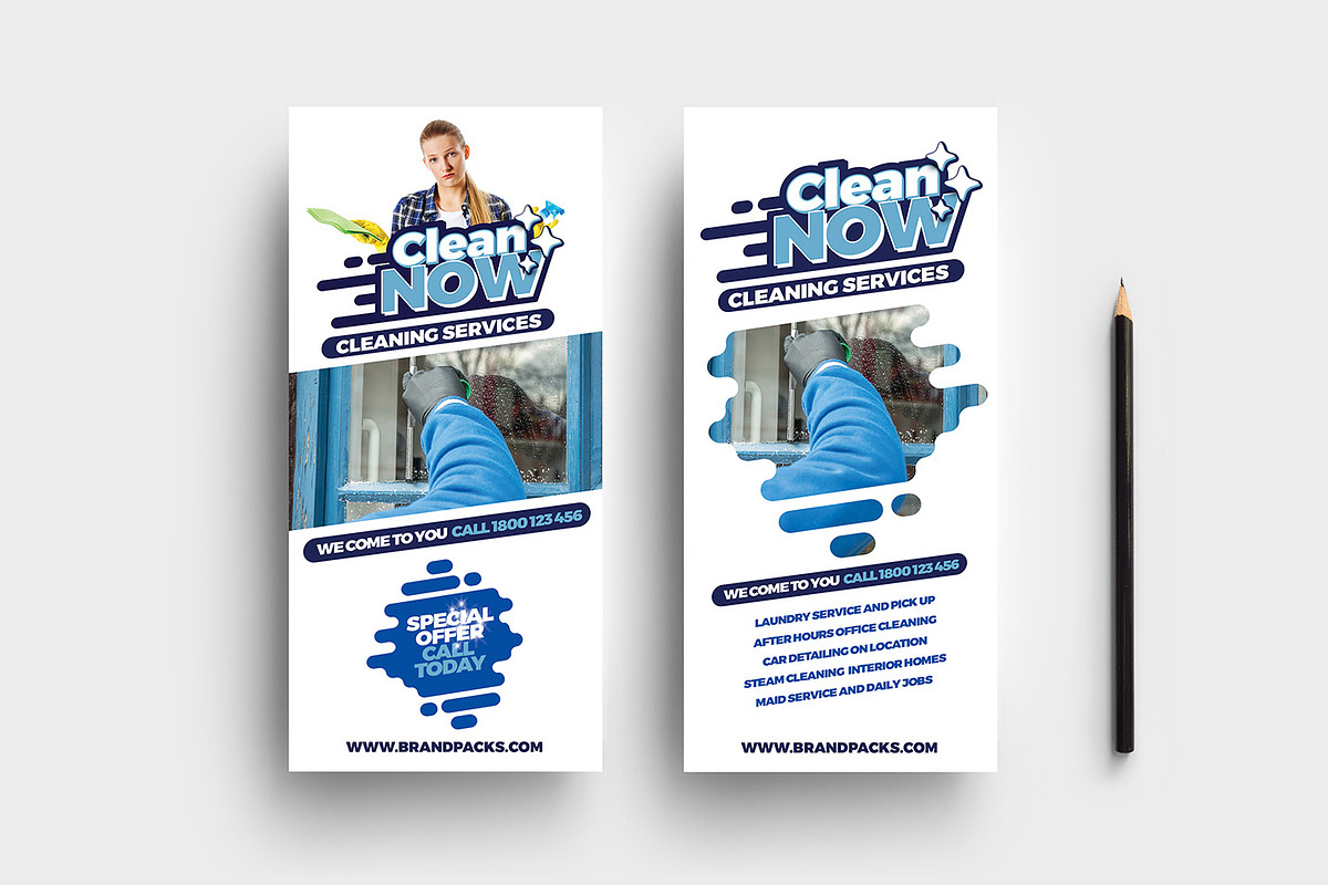 Cleaning Service Rack Card Template, a Card Template by BrandPacks