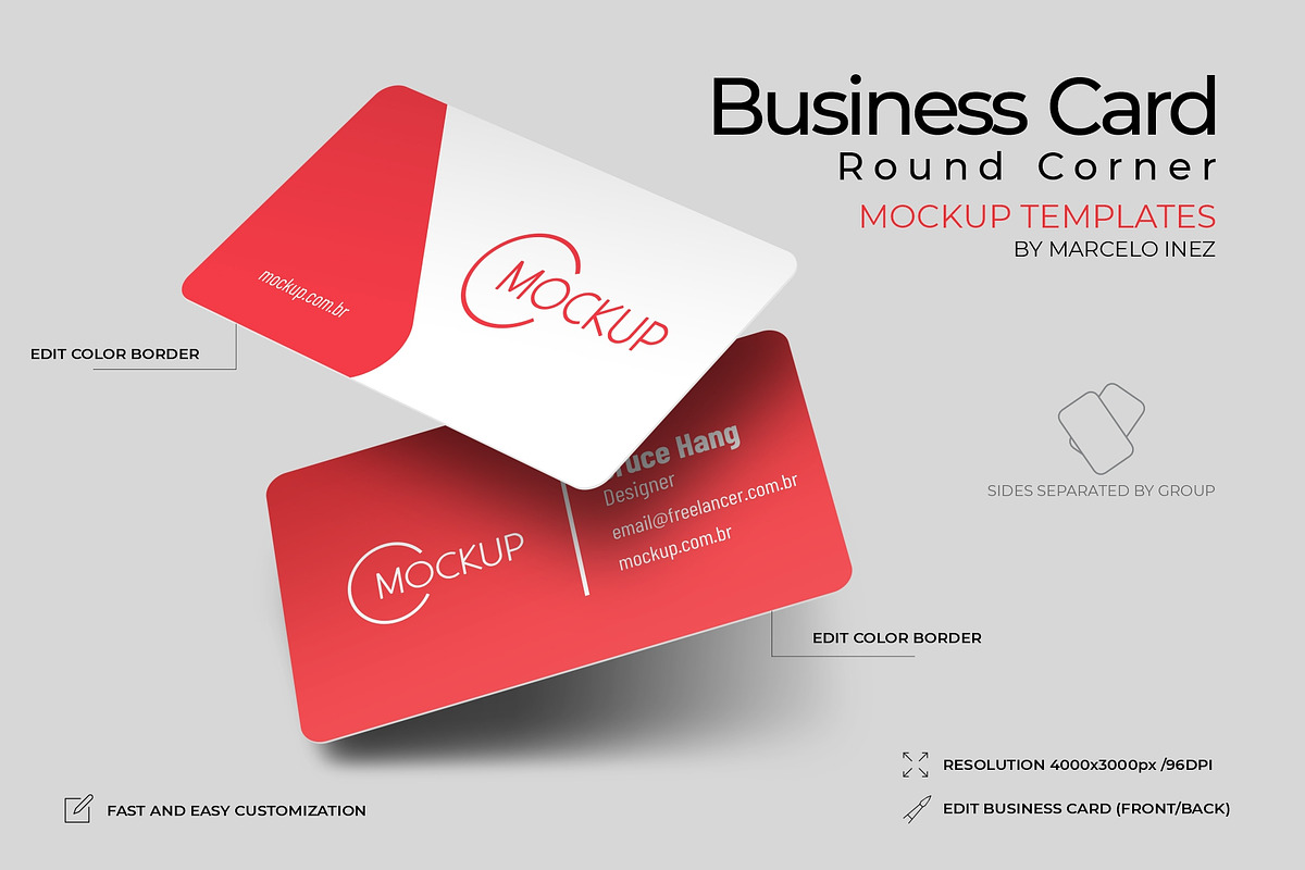 Business Card Round Corner Mockup, a Product Mockup by Marcelo Inez
