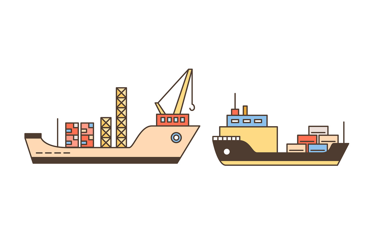 Freight vessels and industrial ships, a Transportation Illustration by Good Studio (Photo 3 of 4)