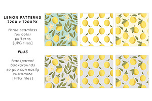 Lovely Lemons Clip Art Patterns