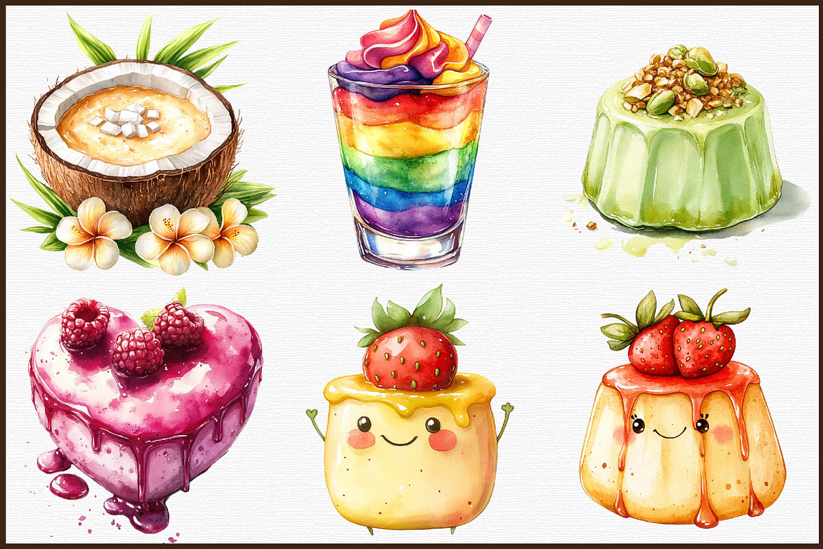 Pudding Watercolor Clipart, an Illustration by Sublimation Artist (Photo 3 of 6)