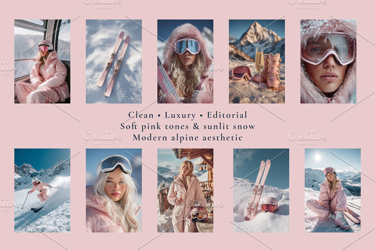 Pink ski fashion bundle 47 AI images, a Sports & Recreation Photo by Yulia Furman (Photo 3 of 4)
