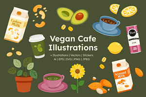 Vegan Cafe Illustrations