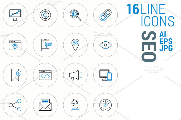 16 Line Icons Seo