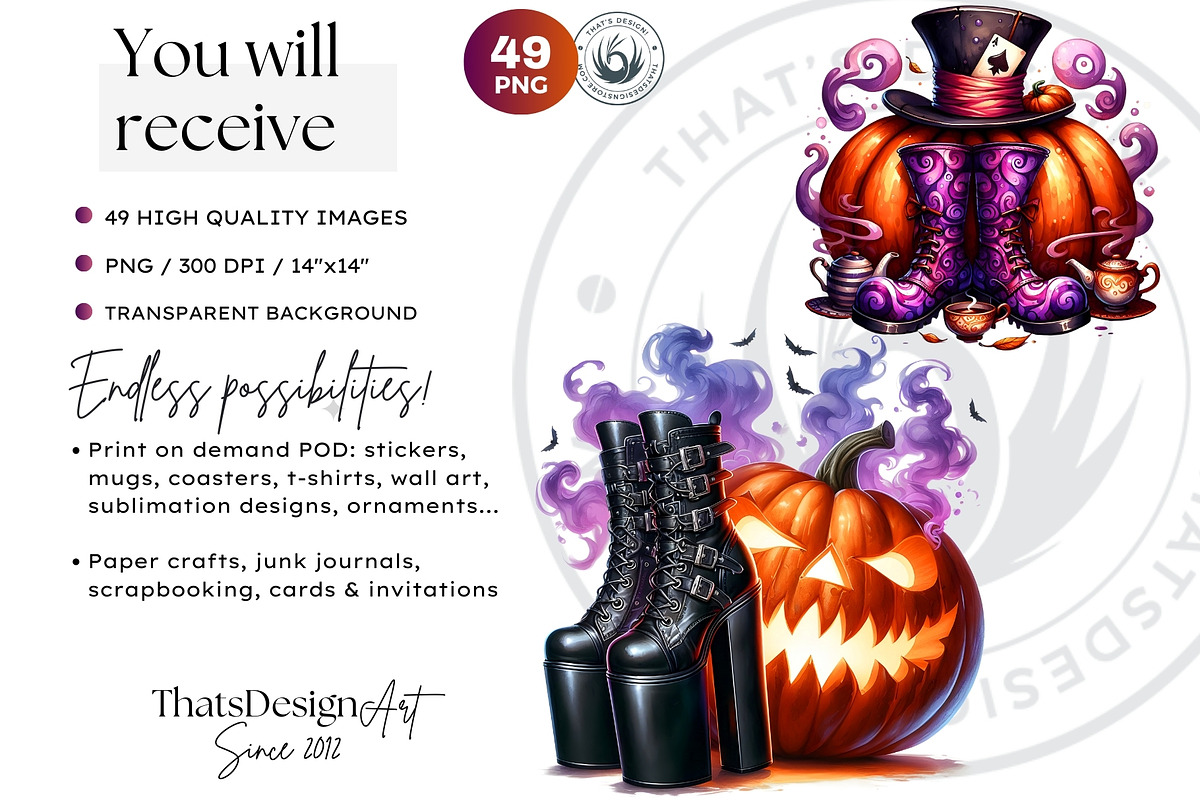 Vibrant Halloween Boots Clipart V2, an Illustration by ThatsDesignArt (Photo 2 of 10)