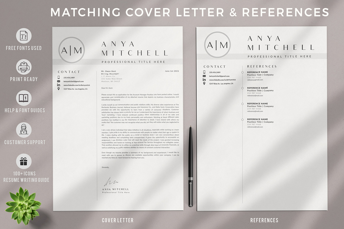 1, 2 and 3 Page Resume CV Design, a Resume Template by HIRED Design Studio (Photo 3 of 12)
