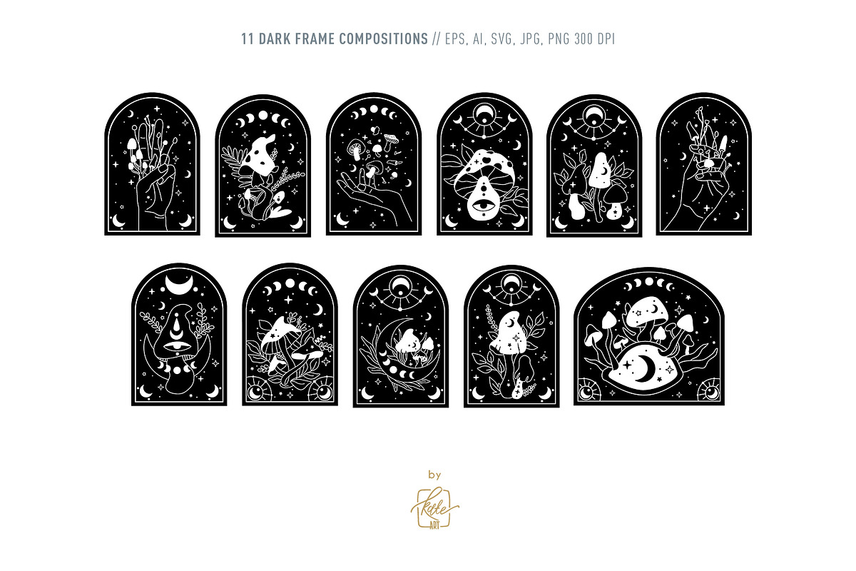 MAGICAL MUSHROOM LINE ART, an Object Illustration by Kate Art (Photo 5 of 10)