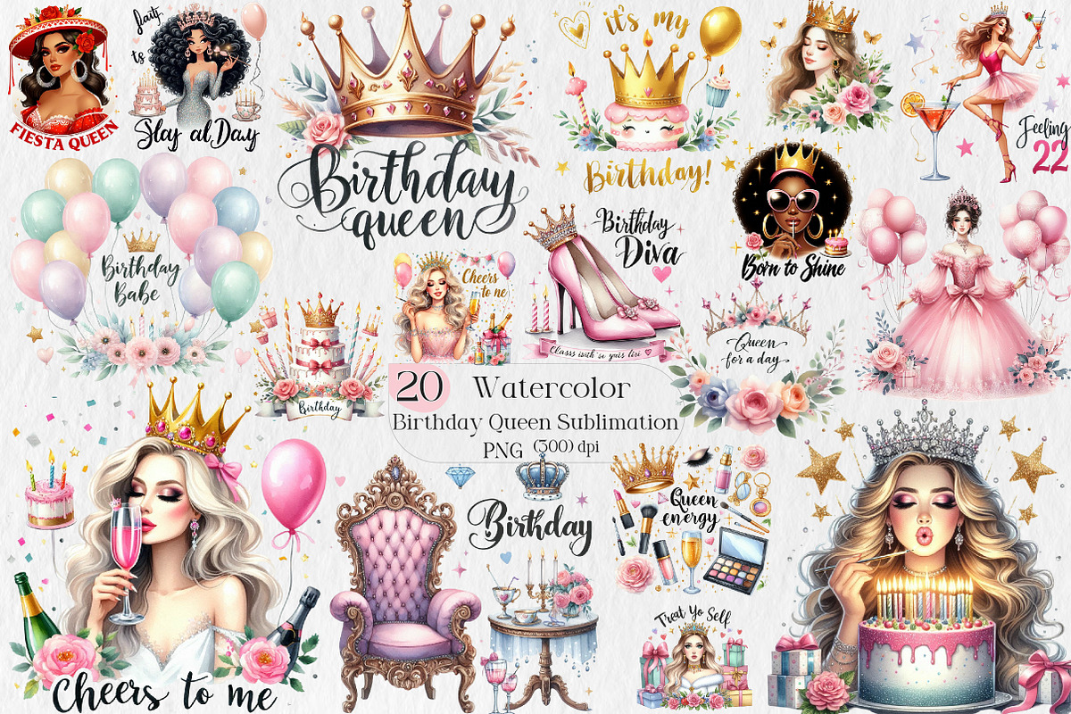 Birthday Queen Sublimation Quotes, an Illustration by Creative Art (Photo 1 of 7)