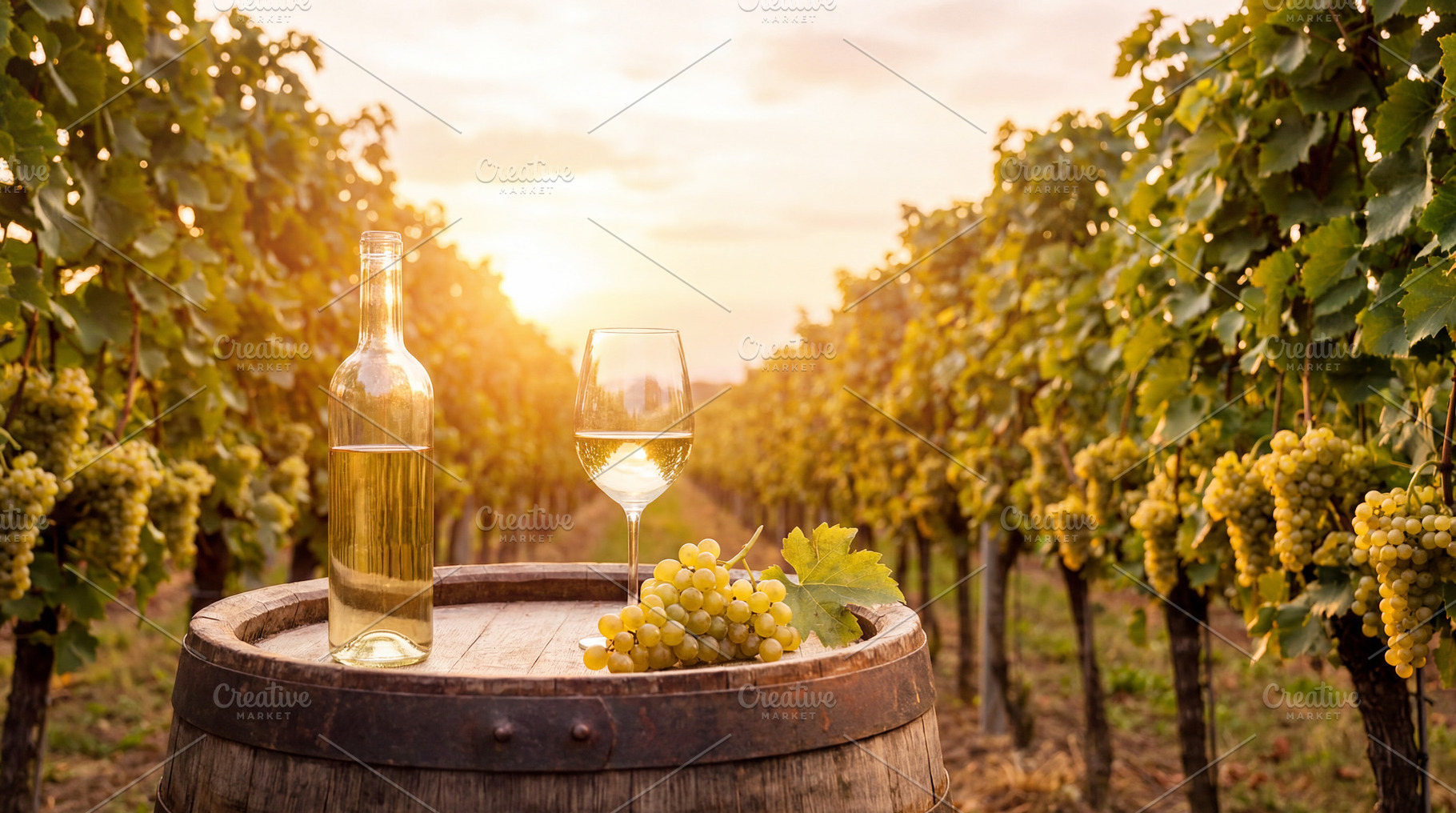 White wine in the vineyard, a Food & Drink Photo by Volff