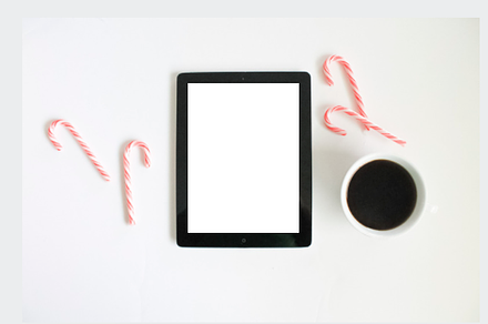 Festive Candy Canes with Blank ipad 