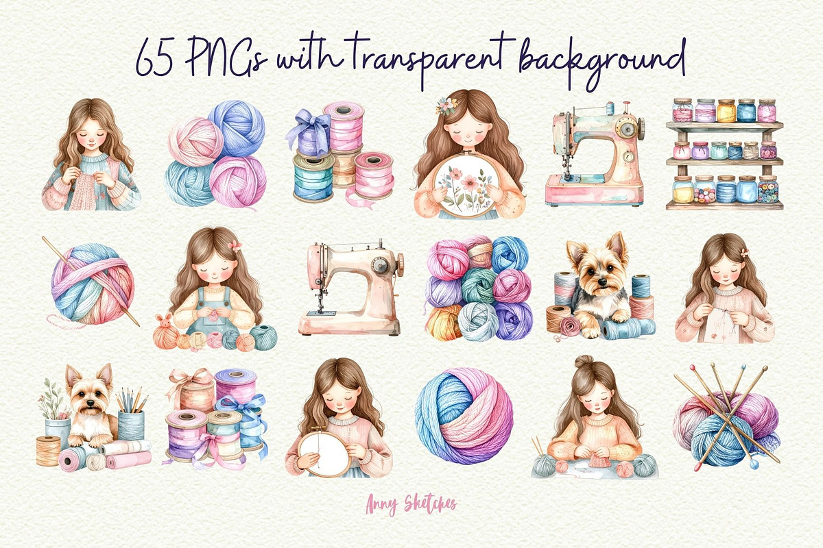 Cozy Craft Girl Clipart, a Person Illustration by Anna Design Studio (Photo 2 of 9)