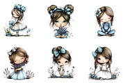 Flowers and Girls Clipart, an Illustration by CreationArt (Thumbnail 6 of 6)