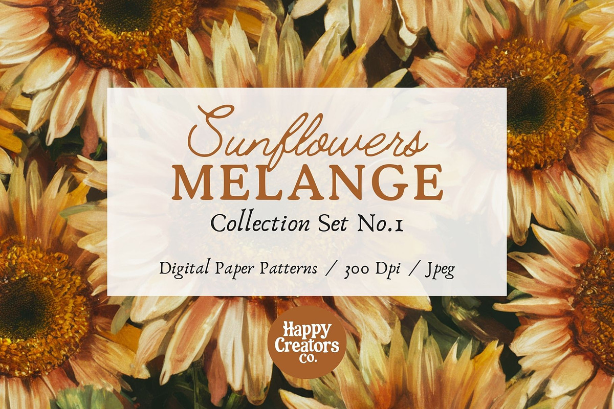 Sunflowers Melange Digital Papers #1, a Pattern Graphic by Happy Creators Co. (Photo 7 of 7)