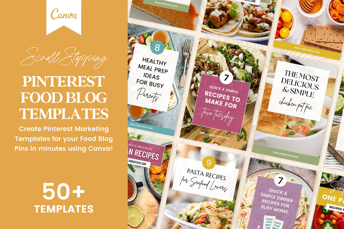 Canva Pinterest Food Blog Templates, a Social Media Template by Fallon Gerst (Photo 2 of 7)