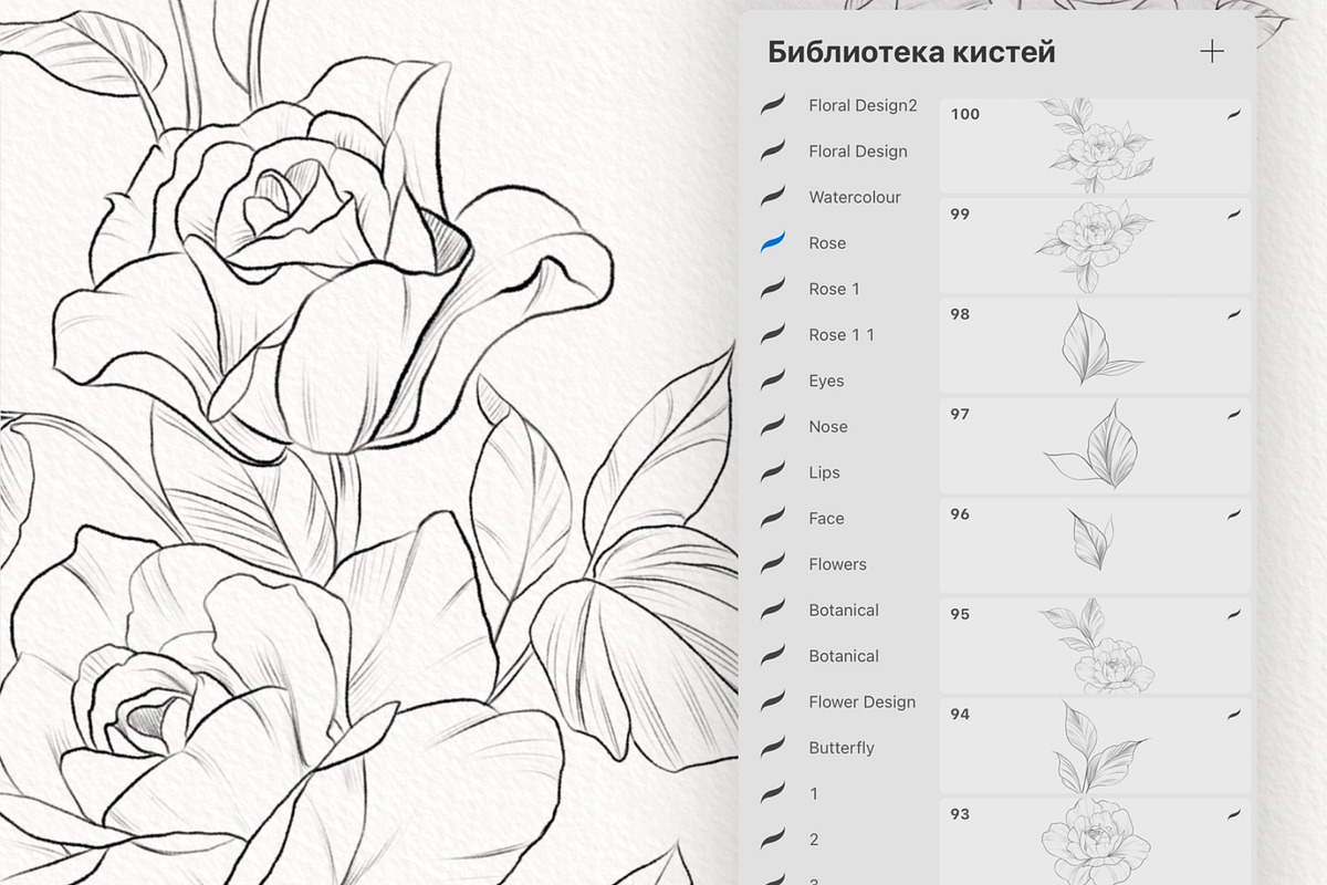Procreate flower stamp, roses brush, a Brush Add-On by AnnaPolitmerskaja (Photo 4 of 4)
