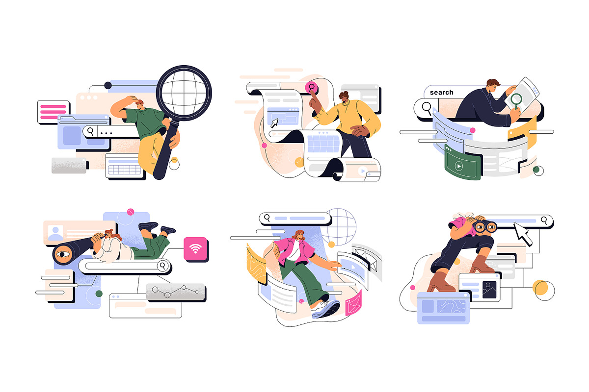People search information online set, a Person Illustration by PaperTrident (Photo 1 of 9)