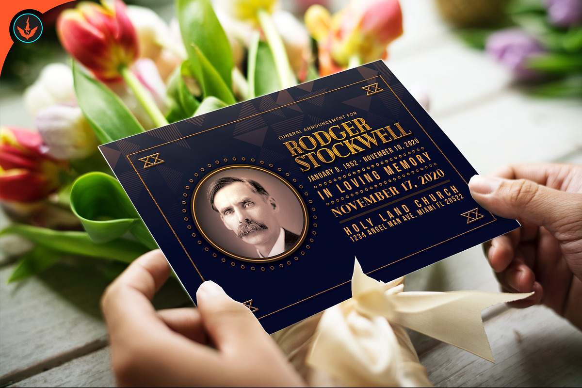 Art Deco Funeral Announcement Card, a Flyer Template by SeraphimChris (Photo 2 of 5)