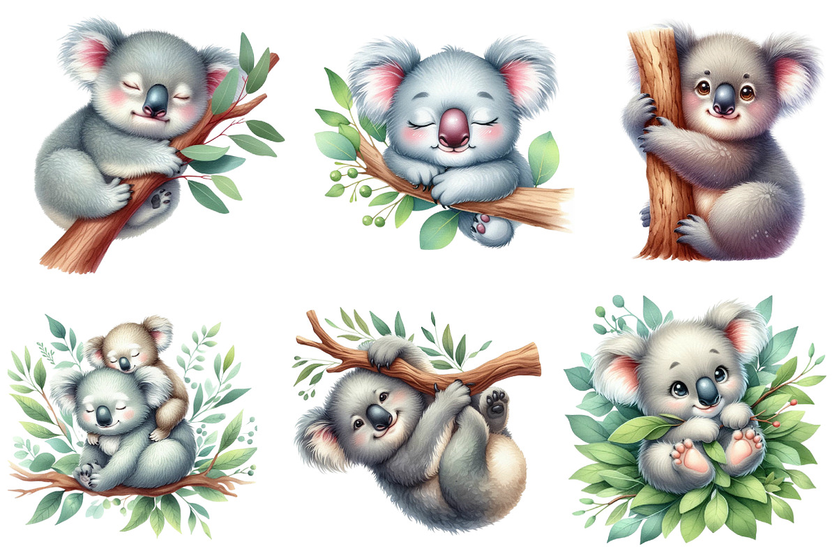 Koala watercolor clipart, an Illustration by CreationArt (Photo 5 of 5)