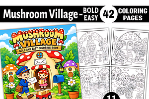 Mushroom Village Coloring Book
