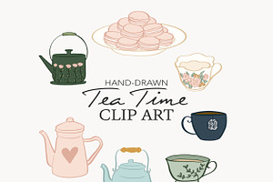 Teatime Clip Art, Tea Party Graphics