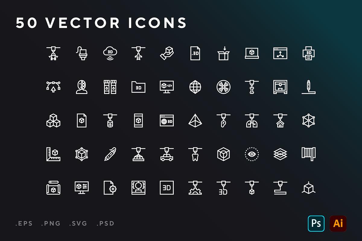 50 Printing icons, an Outline Icon by Wencory (Photo 1 of 2)