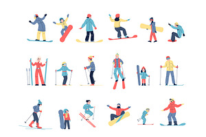 Children Skiers. Different Ski