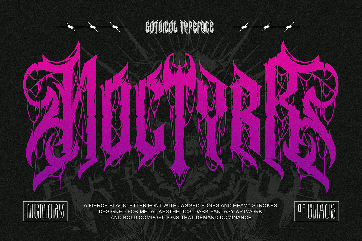 Noctyrr Heavy Metal Gothic Font, a Blackletter Font by Letterara (Photo 1 of 15)