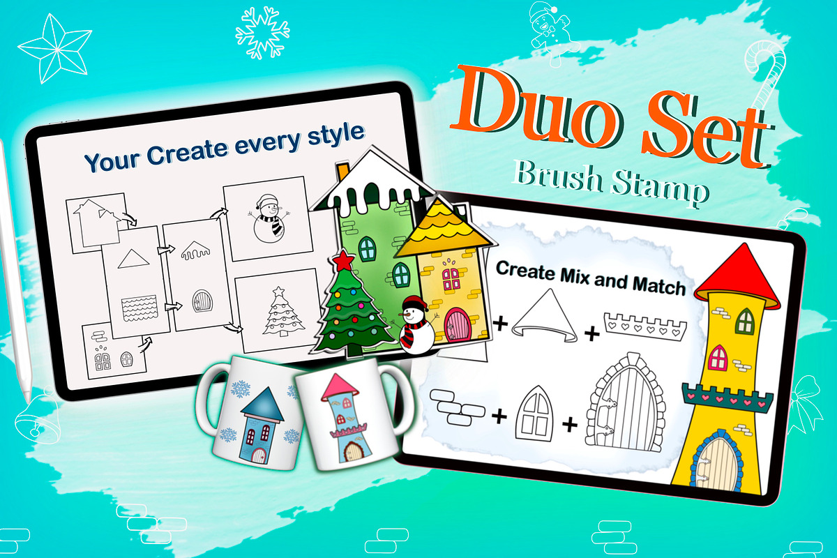 House Builder DIY Design Castle Fairy Brush Stamp Procreate