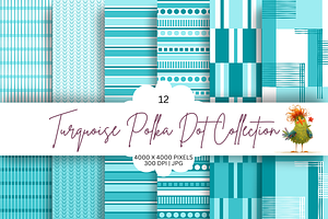 Turquoise Stripe Seamless Design Set