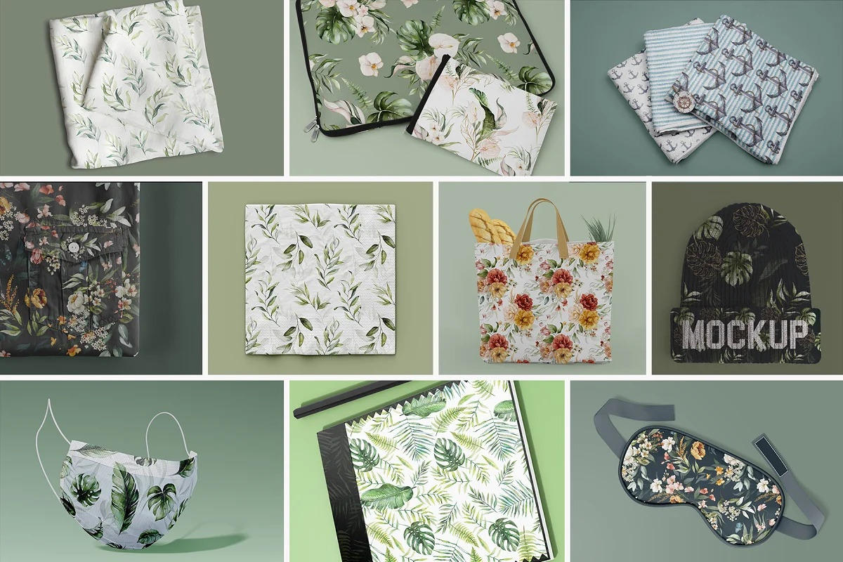 BUNDLE Mock Ups fabric textile, an Advertising Mockup by AnastasiyaOleynik (Photo 4 of 11)