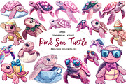 Pink Sea Turtle Clipart, an Illustration by CreationArt (Thumbnail 1 of 9)